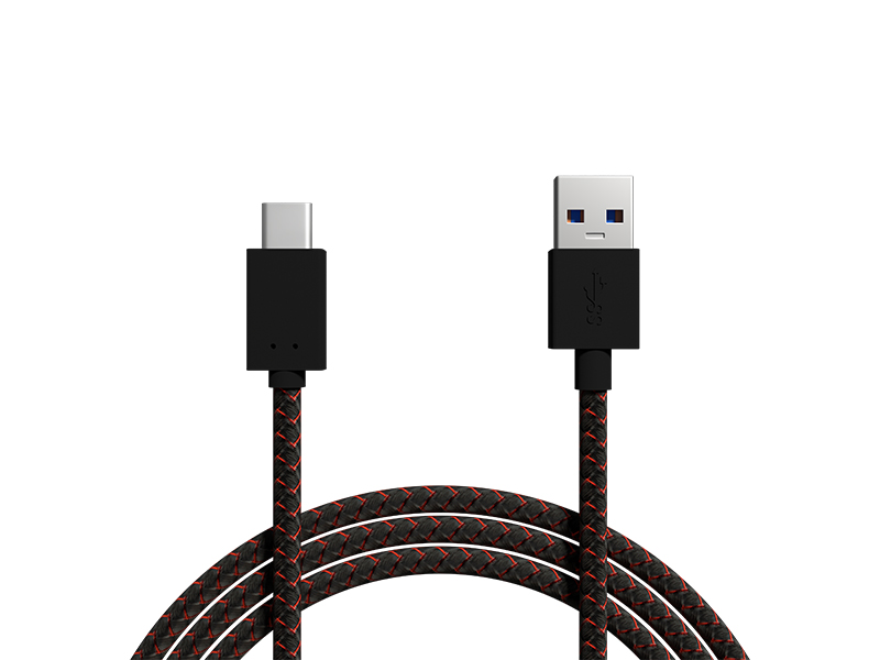 USB-A–USB-C kábel, 1 m, fonott, fekete 66-126-