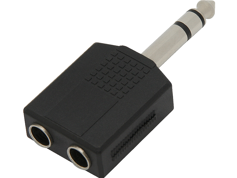 6,3 mm-es sztereó jack elosztó adapter, 1 dugó – 2 aljzat 3414-
