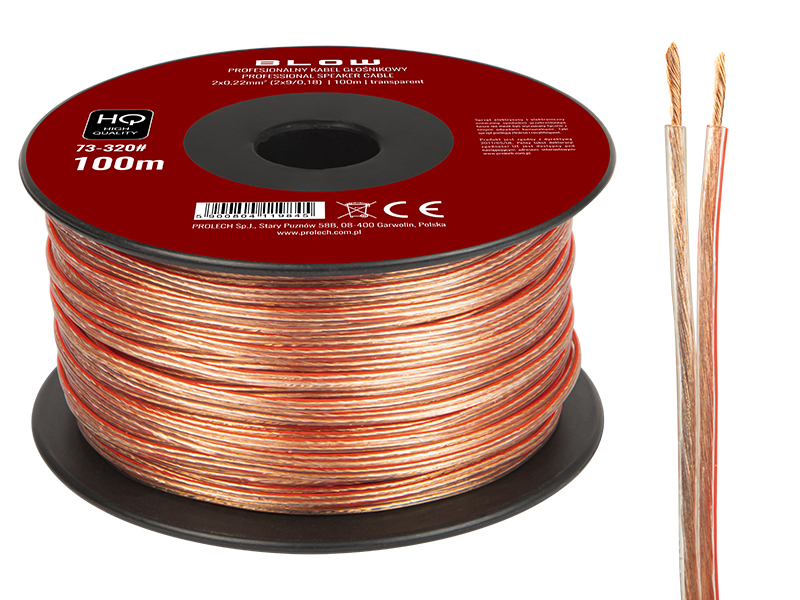 Hangszóró kábel 2 × 0,22 mm, átlátszó, 100 m 73-320-