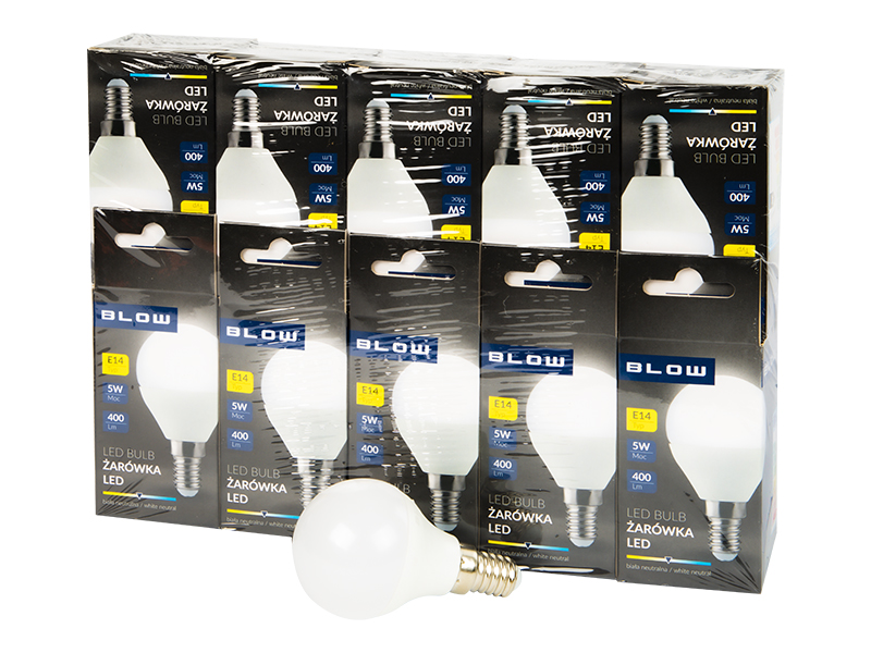 E14 G45 LED izzó 5 W semleges fehér, 10 db 87-435-