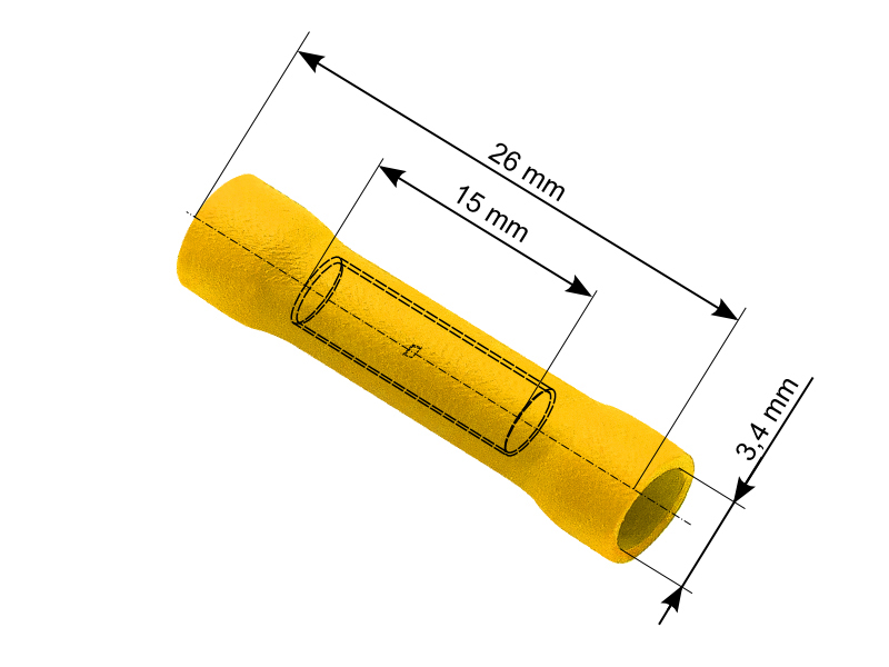 Szigetelt lapos csatlakozó saru 4,3/26 mm, sárga 43-027-