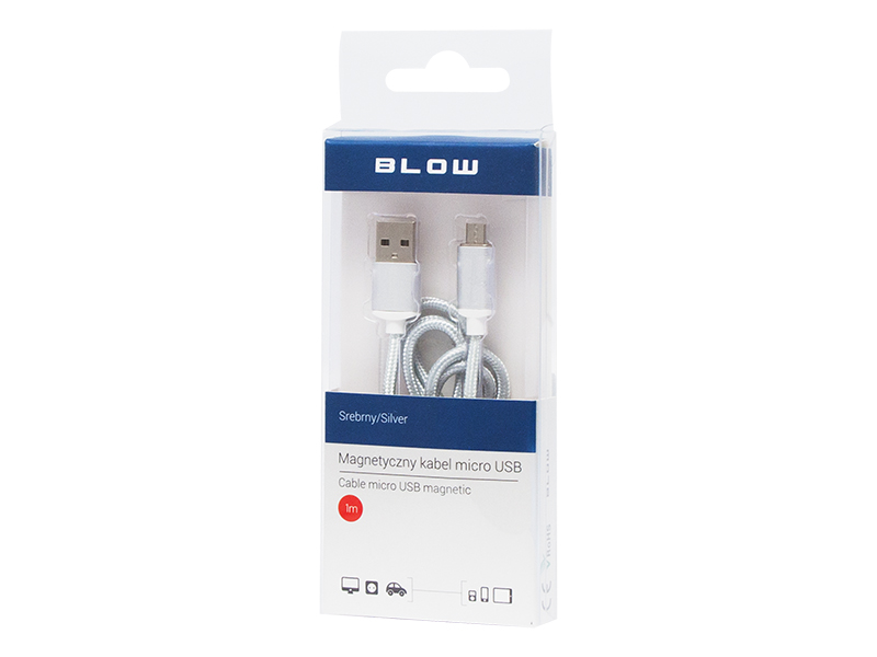 Mágneses micro USB töltő- és adatkábel, USB-A – micro USB B, 1 m 66-106-