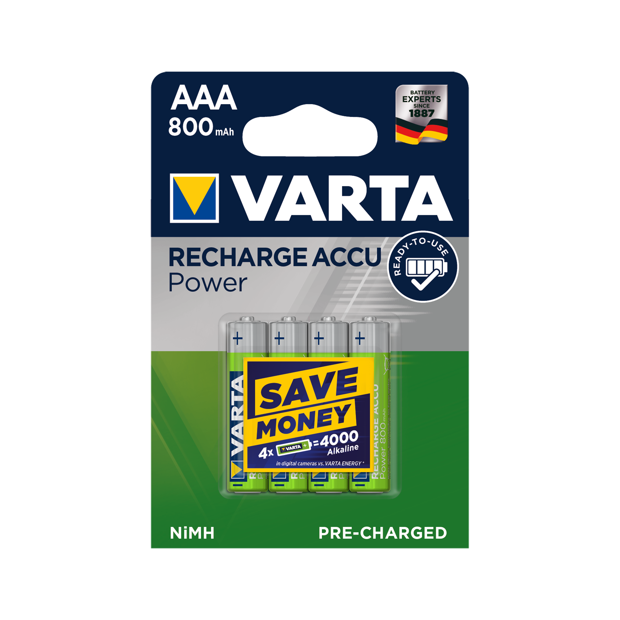 VARTA akkumulátor AAA 800mAh 4db/bl,