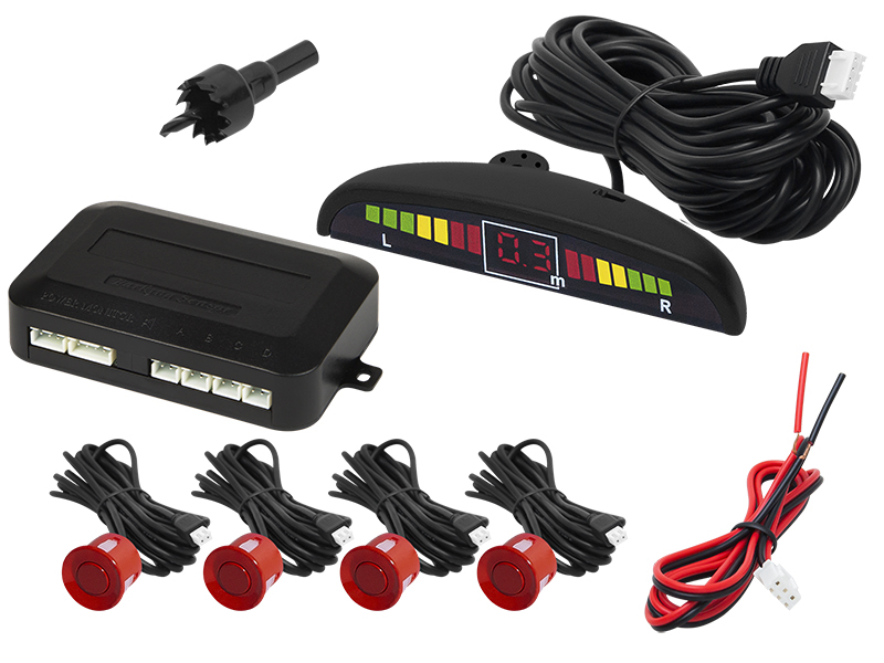 BLOW CPW4 4 szenzoros tolatóradar készlet LED kijelzővel, 22 mm, piros 26-324-