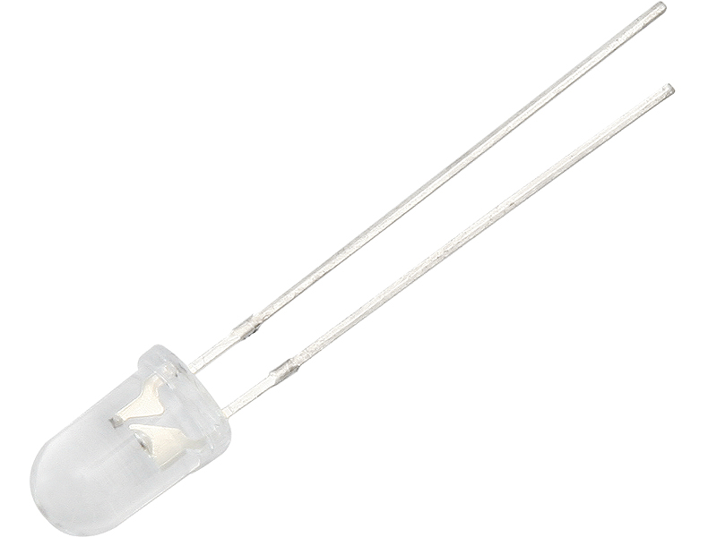 5 mm-es hideg fehér LED dióda, átlátszó búrával 2156-