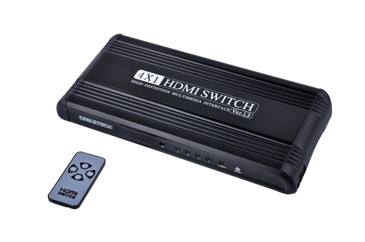 CABLETECH HDMI hub 4/1 távirányítóval