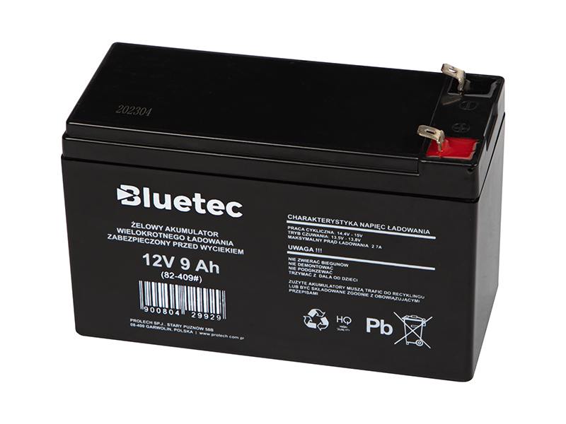 BlueTec 12 V 9 Ah zárt, karbantartásmentes AGM akkumulátor 82-409-