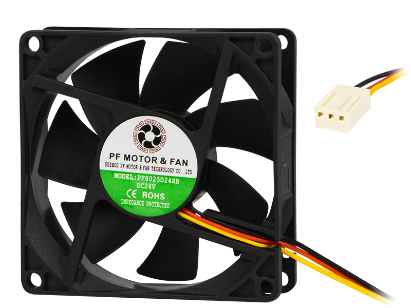 24 V DC golyóscsapágyas axiálventilátor, 80 × 80 × 25 mm 85-813-