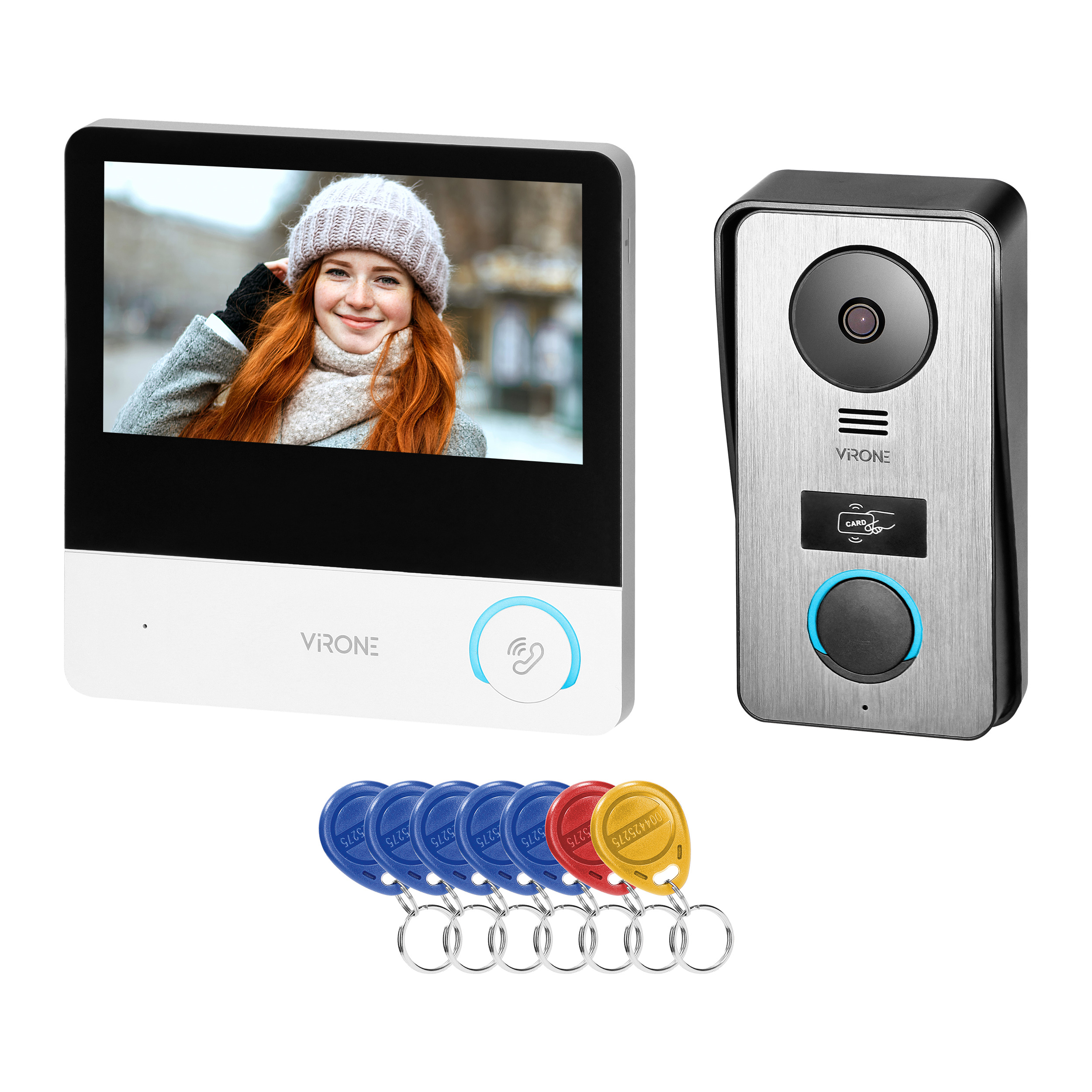 7" érintőképernyős videós kaputelefon RFID funkcióval