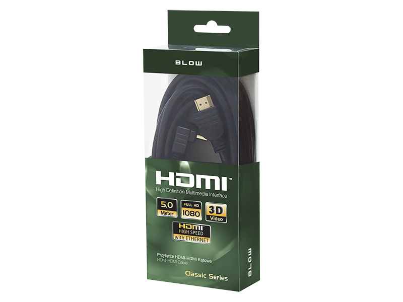 HDMI derékszögű kábel 5 m, 90°-os csatlakozóval 92-605-