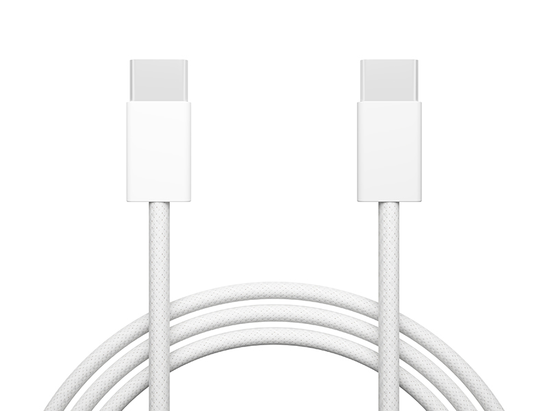 Fonott USB-C kábel, 1 m, fehér 66-165-
