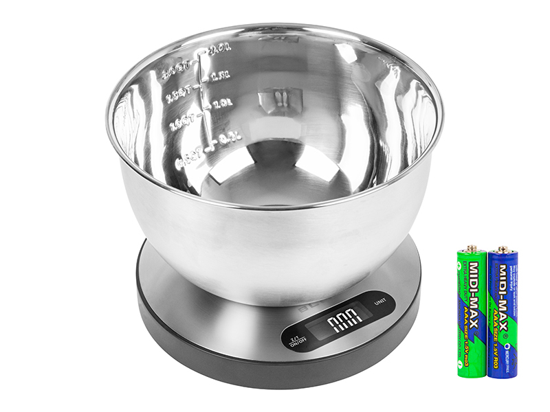 Digitális konyhai mérleg tállal, 5 kg, 2 l 44-095-