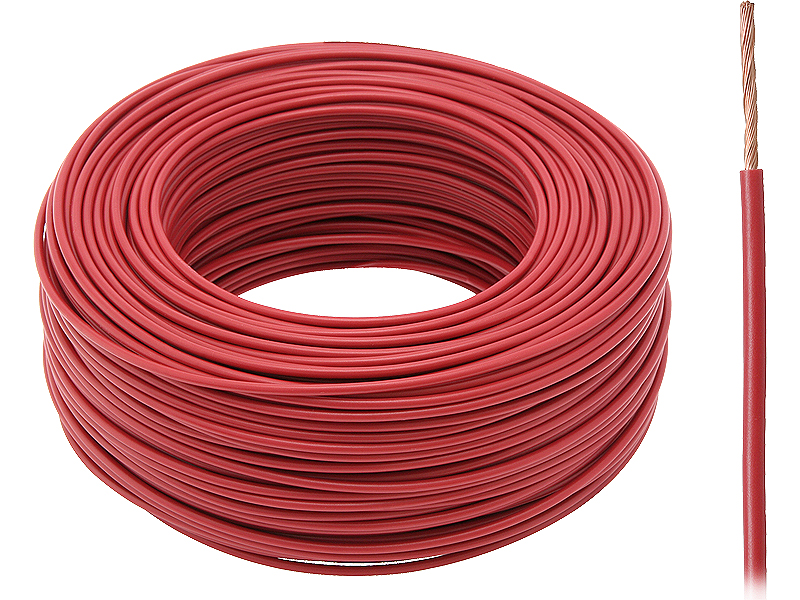 Piros hajlékony elektromos vezeték 1 × 1 mm, rézérrel, PVC szigeteléssel 8614-