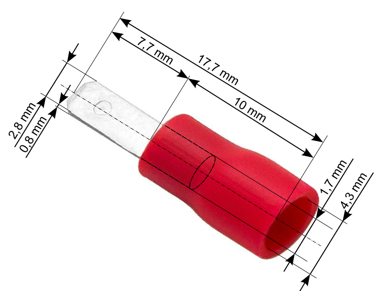 Szigetelt lapos csatlakozó, 0,8 mm 43-029-