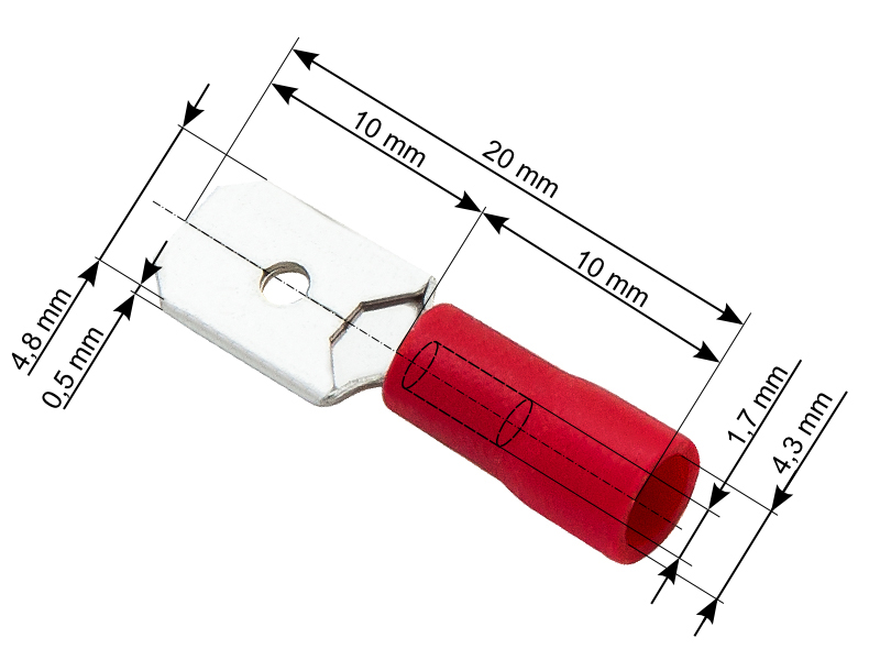 Piros hím lapos saru 4,8 mm 43-030-