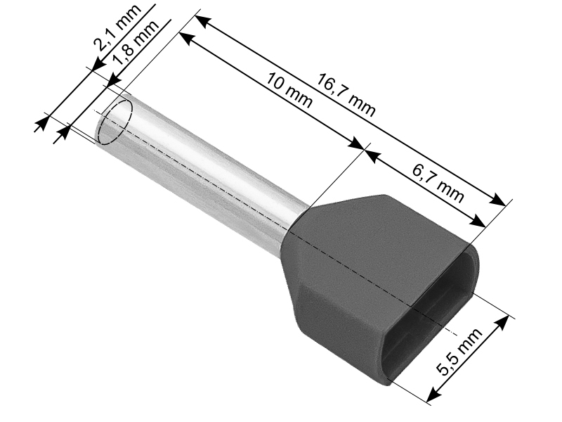 2 × 0 75 szigetelő hüvely, 0,75 mm 43-084-