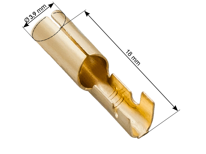 Szigeteletlen csatlakozóhüvely 3,9 mm 18 mm 43-114-