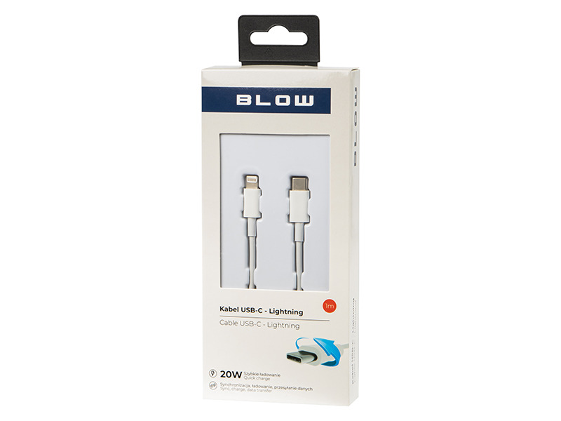 USB-C–Lightning töltő- és adatkábel iPhone-hoz, 1 m, fehér 66-142-