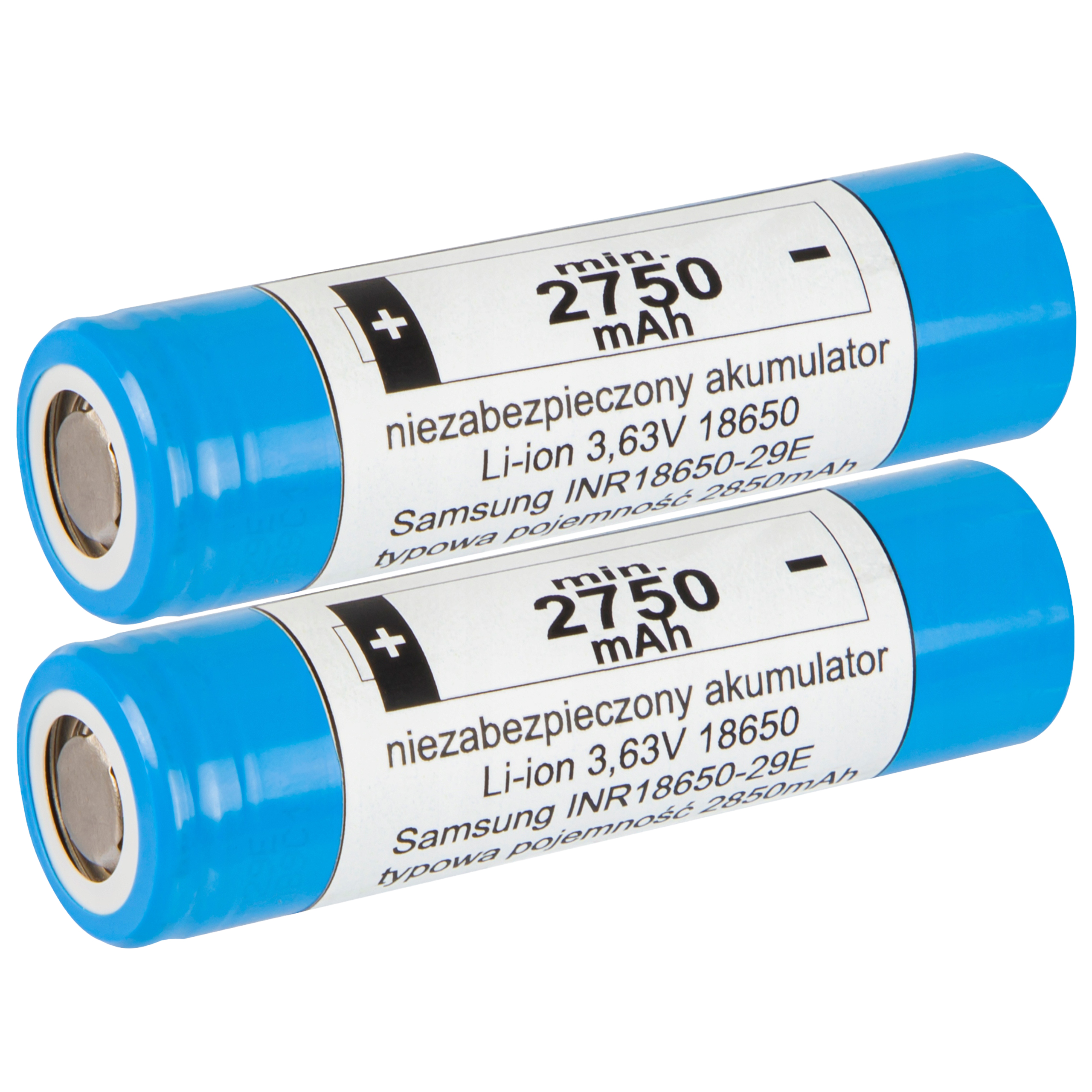 18650 Li-ion akkumulátor, 3,6 V, 2750 mAh, 2 db 85-586-