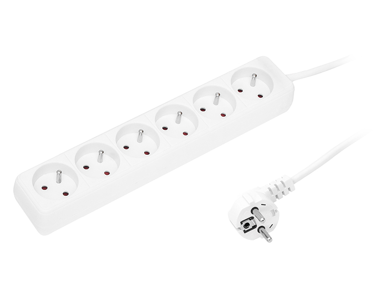 6 aljzatos hosszabbító kábel, 3 m, fehér, 3 × 1,5 mm 98-721-