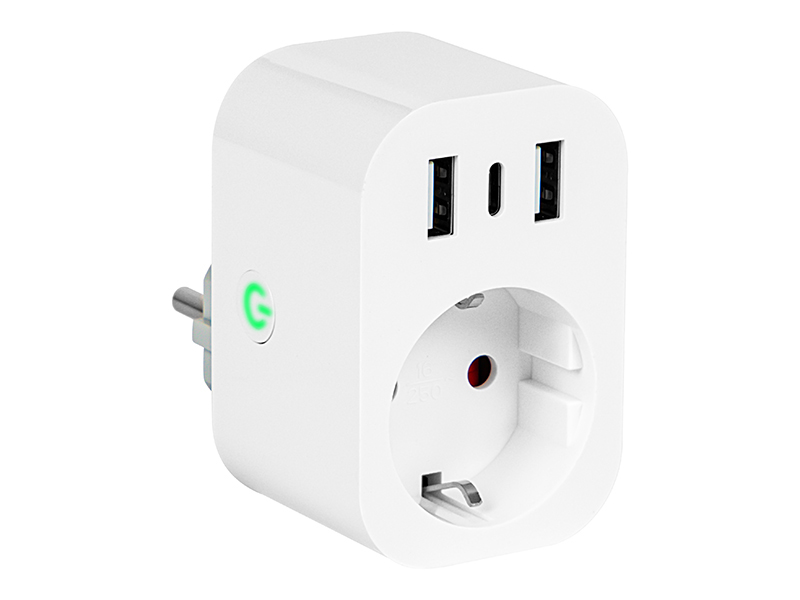 Tuya WiFi okos konnektor 2× USB-A + USB-C 72-077-