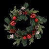 Karácsonyi koszorú 40 cm fehér-piros *2668