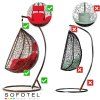 Hawana függő kerti szék barna + piros párnák Sofotel