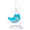 Függő kerti hintaszék Cabana fehér + kék párnák