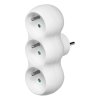 Fehér 3xEU konnektor adapter központi csatlakozóval