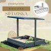 169627 sbp120rset01 piaskownica drewniana premium 120 x 120 cm zestaw z daszkiem M0