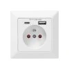 USB aljzat töltővel (USB A + C), fehér
