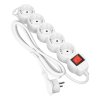 5-utas elosztó kapcsolóval, 1,5m fehér