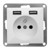Süllyesztett egyes aljzat 2P+E töltővel Pearl, 16A, 250V, PT-16P/USB, fehér