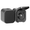 Felületi szerelésű egypólusú kapcsoló + Kettős aljzat 2P+E B2, IP54, GWN-B2, szürke/fekete