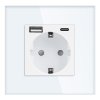 2P+F földelt aljzat USB-A + USB-C töltővel, Schuko, 5VDC, 3A, fehér