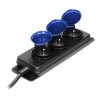 Strapabíró, fröccsenésálló hosszabbító aljzatok, 3 aljzat 2P+E, IP44, gumírozott kábel, H05RR-F 3x1.5mm?, 5m