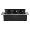 Recessed furniture socket with flat edge, 3x2P+E (Schuko), silver