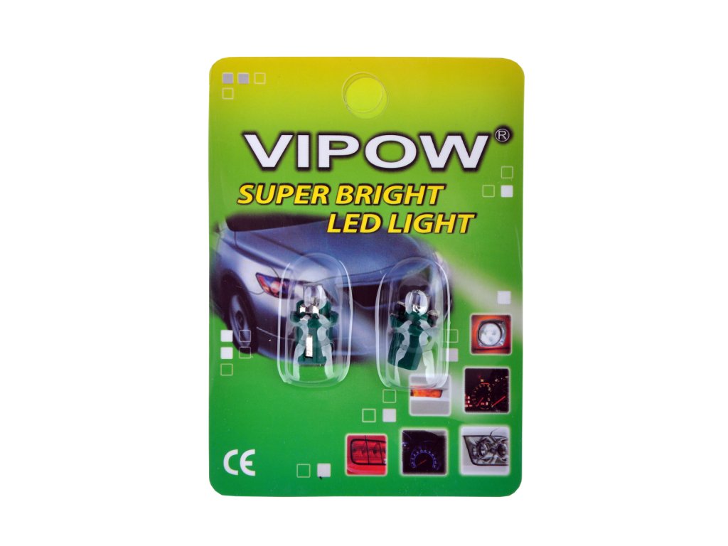 Bec auto 12V B8.5d- 1LED verde/blister-2buc