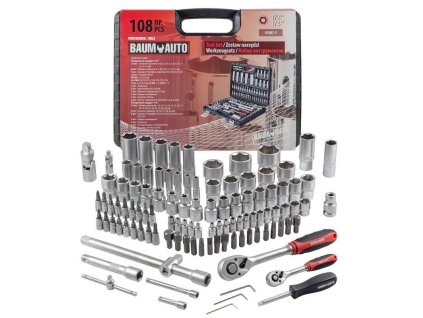 Set de chei tubulari 108 bucăți Cr-V cu valiză