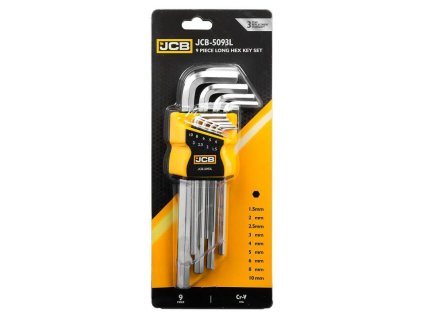Set de chei IMBUS JCB lungi 9 BUCAȚI 1.5-10mm tip L Cr-V HEX