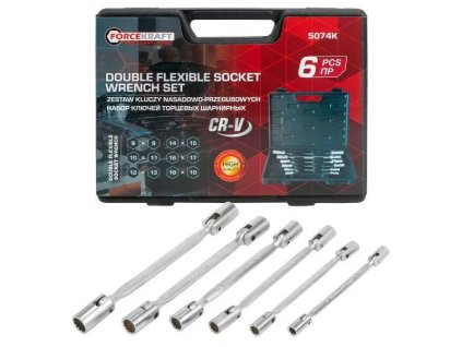 FORCEKRAFT Set de Chei cu Capete și Coturi 6 Piese 8-22mm + Servou.