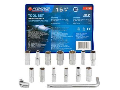 set of deep sockets long hexagonal 10 32 mm 15el knob