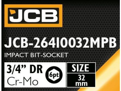 Cap de impact JCB BIT 3/4" 32mm 6-fațete Cr-Mo cheie cu priză