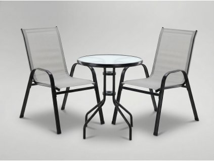 SET MOBILIER PENTRU BALCON - 2 SCAUNE + MASĂ - GRI *5901