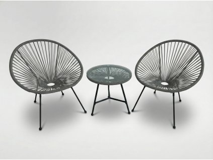 Set de mobilă de grădină (2 scaune, masă) - Gri *3446