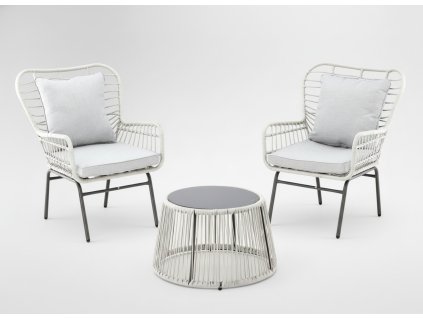 SET DE MOBILIER DE GRĂDINĂ - (2 SCUNDE + MASĂ) - GRI. *8052