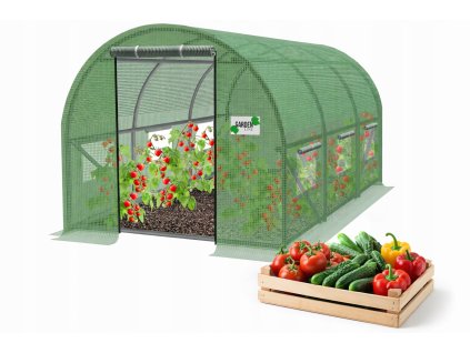 Tunel de grădină cu folie, 3 segmente, verde, 3,5 x 2 x 2 m *5576