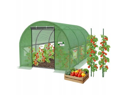 TUNEL VERDE PENTRU GRĂDINĂ CU FOILĂ 3 SEGMENTE 4 x 2,5 x 2 M *5583