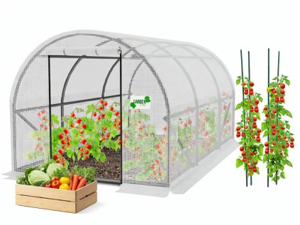 TUNEL DE GRĂDINĂ DIN FOLIE ALBĂ 3-SEGMENTE 4 x 2,5 x 2 M *5590