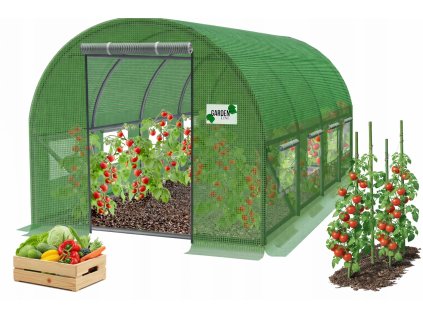 TUNEL DE SERĂ DIN POLIETILENĂ PE 4 SEGMENTE VERDE 6 x 3 x 2 M *5613